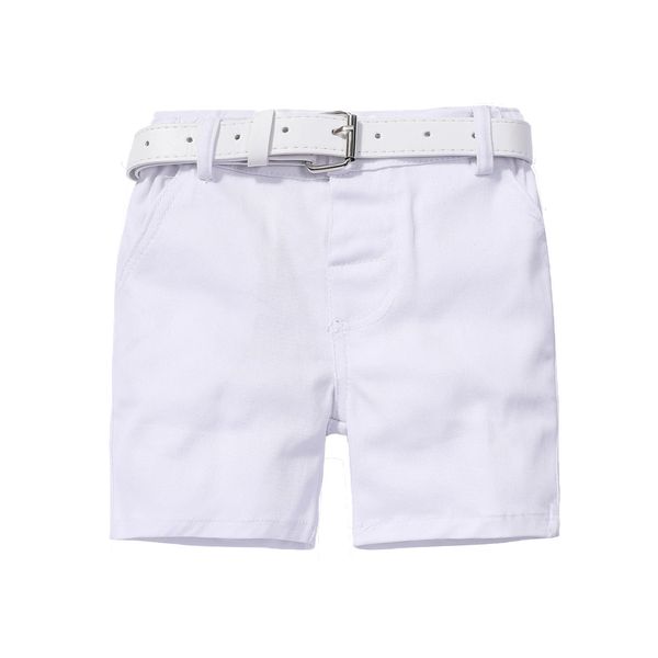 Nascido diariamente shorts para meninos de 1 a 6 anos moda shorts brancos amarelos com cinto 2 PCs Terno para festa de aniversário para roupa casual 240425