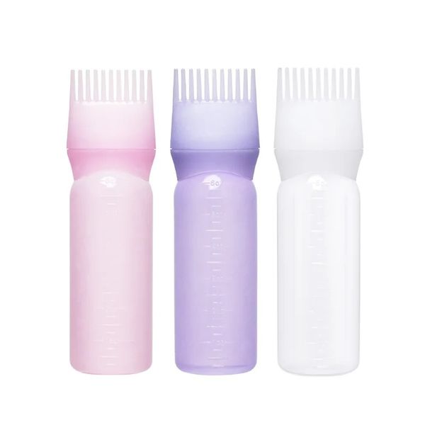 2024 170 ml de aplicativo de garrafa de shampoo de tinta de cabelo de plástico com pincel graduado Kit de salão de cabelo para colorir ferramentas de estilo para colorir para colorir kit de coloração de cabelo