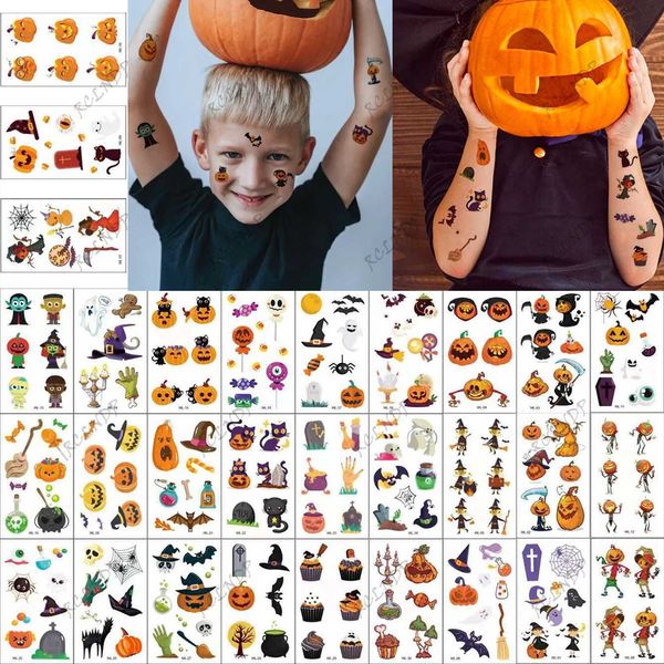 Trasferimento tatuatore impermeabile TATUTOO ASSSOTTO TATUOO HALLOWEEN PUNPINA PACCHIA CAMPAI GOMMA FINUNA FLUSH FLASH TATO TATO TATO per bambino 240426