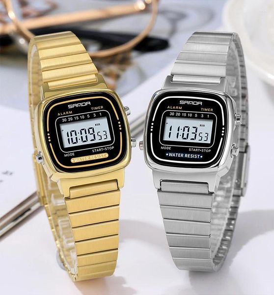 Armbanduhr Sanda 6053 Electronic Watch Fashion Geschenke Jungen geführt digitale Uhren Frau Stoppuhr wasserdichte kleine einfache Schüler