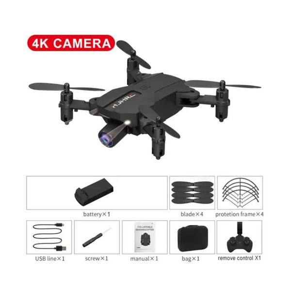 ZK20 Mini Drone HJ66 Mini 4K 1080p HD Câmera WiFi FPV Altitude de pressão de ar de retenção preta e cinza Quadcopter RC Dron Toy