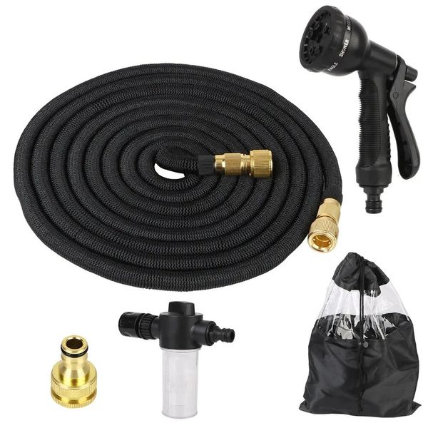 Tubo di annaffiatoio da giardino da 25 piedi/50 piedi Giardini per tubi per acqua estensibile Forniture per tubo di lavaggio in auto flessibile Accessori per irrigazione 240423