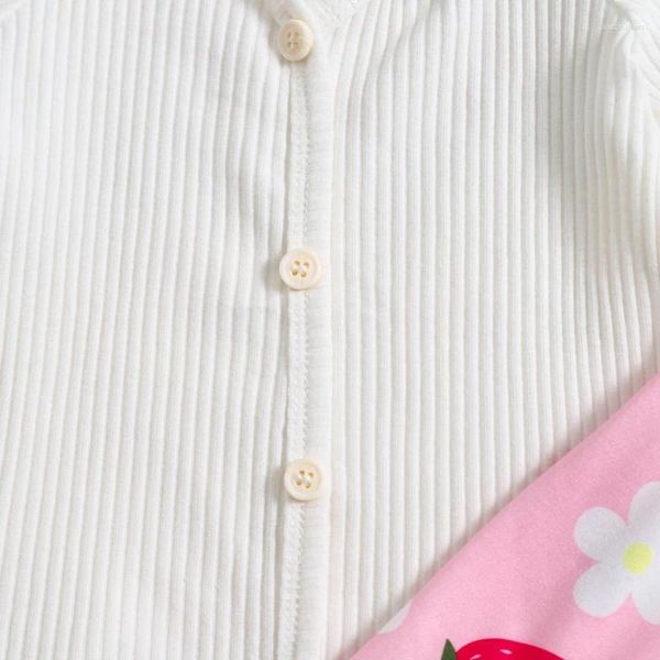 Roupas conjuntos de crianças garotas roupas de verão ombro frio mangas curtas Button Button e elástico Flore Flare calças fofas de 2 peças roupas