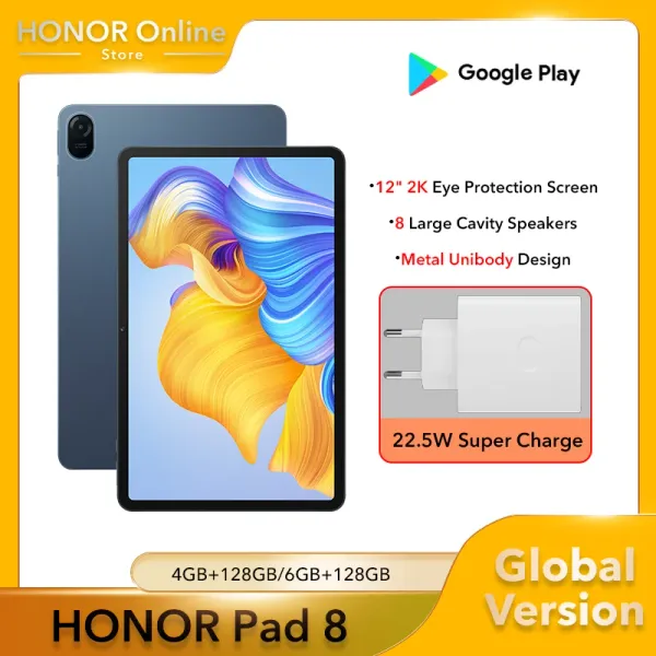 Controlla la versione globale Honor Pad 8 12 pollici 2K Protezione per gli occhi Schermata 128 GB Octacore 8 Speaker 22,5 W tablet ultrasola