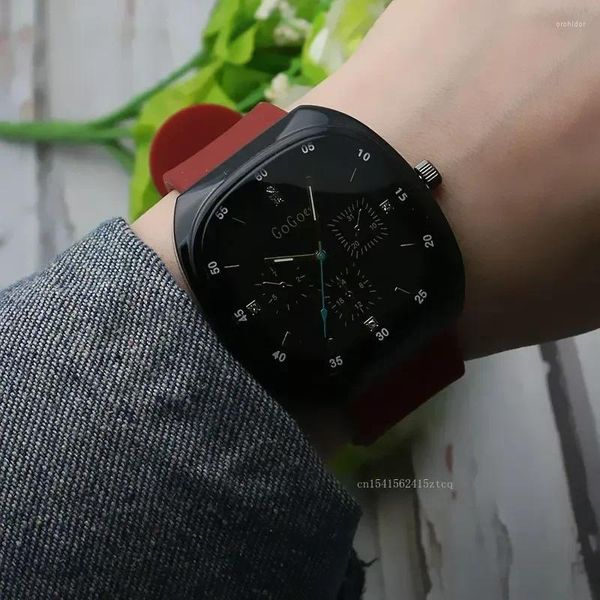 Avanadores de pulso grande imitação de imitação agulha para homens homens casuais moda à prova d'água de silicone strap quartzo feminino Relojes