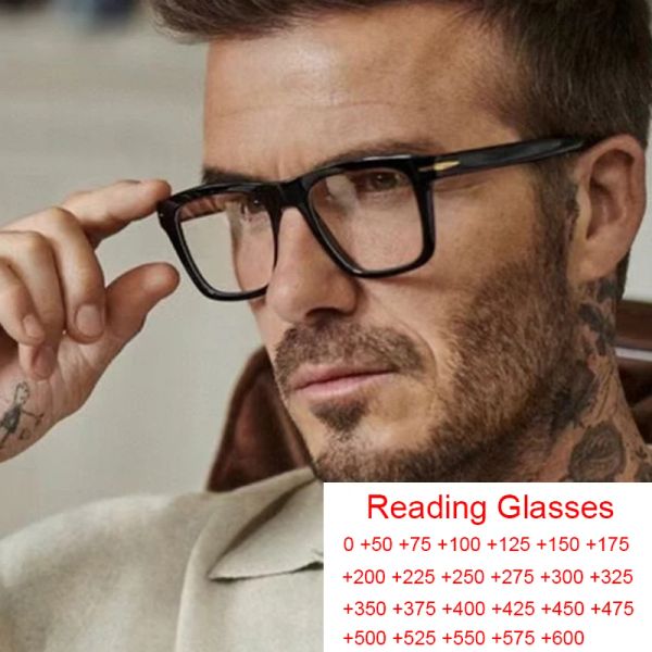 Lentes anti -azuis raios quadrados de leitura de óculos homens mulheres vintage clear computador prescrição Óculos de óculos de lupa +0,75