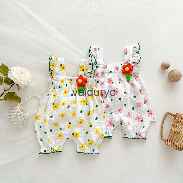 Rompers Summer Baby Rompers Flower Girlsuits Abbigliamento neonato H240506