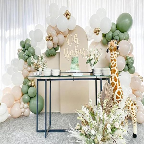 Decoração de festa balões verdes guirlanda areia de ouro branco balão arco kit chá de bebê kids de aniversário de casamento globos