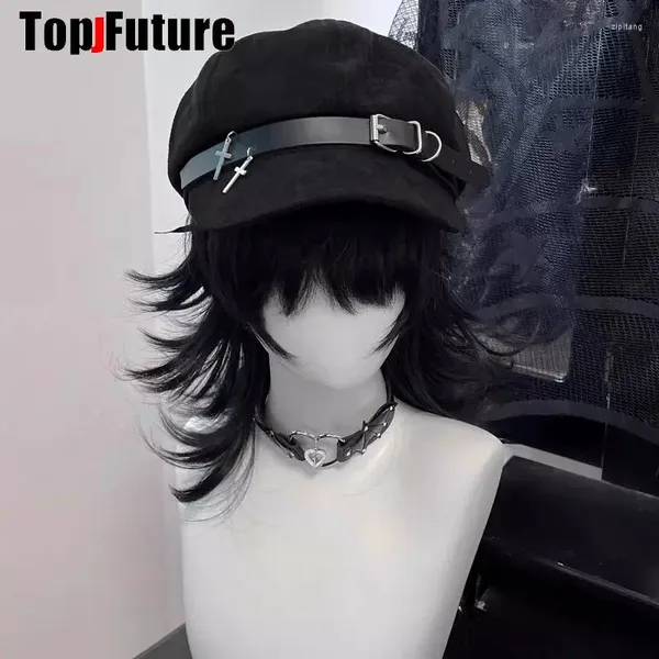 Berrette all'ingrosso personalizzato make women personalizzate harajuku gothic lolita berretto cappello da cappello y2k bow brow punk pizzo hand mays decorativo cappelli da sole decorativi