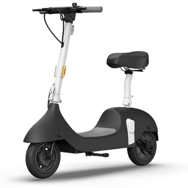 Bicycle Okai EA10 Electric Scooter con sedile, fino a 25 miglia a 15,5 miglia orarie, moderna bici scooter di ciclomotore con pneumatici a vuoto da 10 pollici