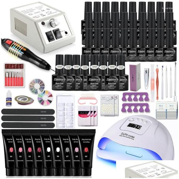 Nail Art Kits Manicure Set Polnische UV -LED -Lampe 20000 U/min Drill Hine 30/20/10 Farbpolyverlängerungsgel Kit Drop Lieferung OTRTN