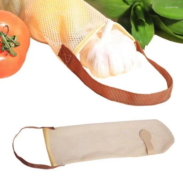 Bolsas de armazenamento Bolsa de cebola reutilizável malha respirável de vegetais e frutas com alça para cozinha de laranjas nozes