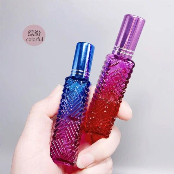 Garrafas de armazenamento 10 ml garrafa de perfume quadrado de vidro colorido grossa mini fragrâncias de embalagem cosmética Spray reabilitável frascos