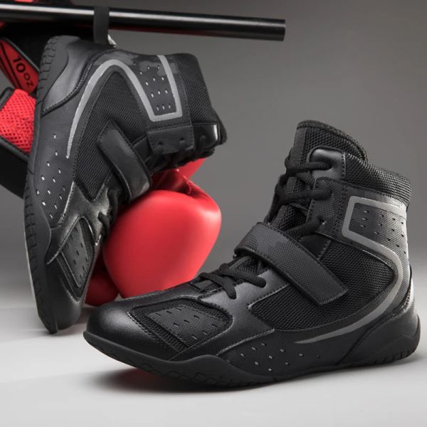 Ботинки ботинки с высоким лучшим борьбой, молодежные тренировочные ботинки с профессиональным боксом, спортивная обувь на открытом воздухе, мужская бокс и боевая обувь