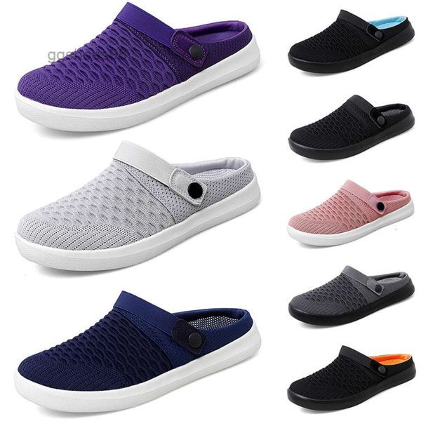 Sapro de verão Antiskid Slip-On Slipputable Sapatos de camisa de almofada escura preta preta cinza plataforma roxa Slippers Wedge feminino Sneake