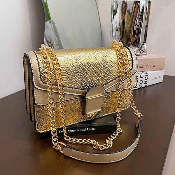 Abendtaschen Luxus Frauenhandtasche Frühling 2024 Python Druckkette Tasche Schulter Kreuzkörper PU kleines quadratisches Brieftasche Frauen