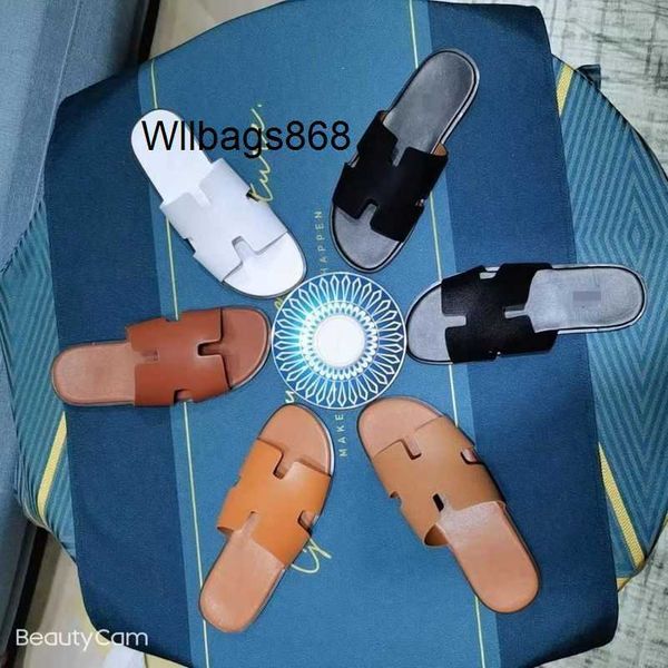 Designer Family Slippers Mens Slipper Família High Versão High Leather Wear Wear Summer Verão VERSÁTIL Home Leisure Sheepskin Beach 0J TEM LOGO