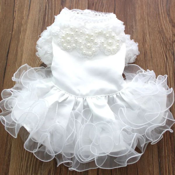 Abiti Dog Cat Wedding Dress Tutu Pet Cuppy Cuggine Principessa vestiti per Pearlsfungus in pizzo Design per cani Catti Small Medium