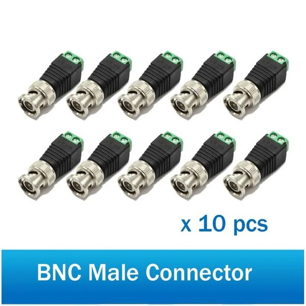 Conector BNC de metal masculino de 10pcs com conector DC Terminal de parafuso de plugue de plugue utp balun para câmera de vigilância de CCTV Sistema CCTV