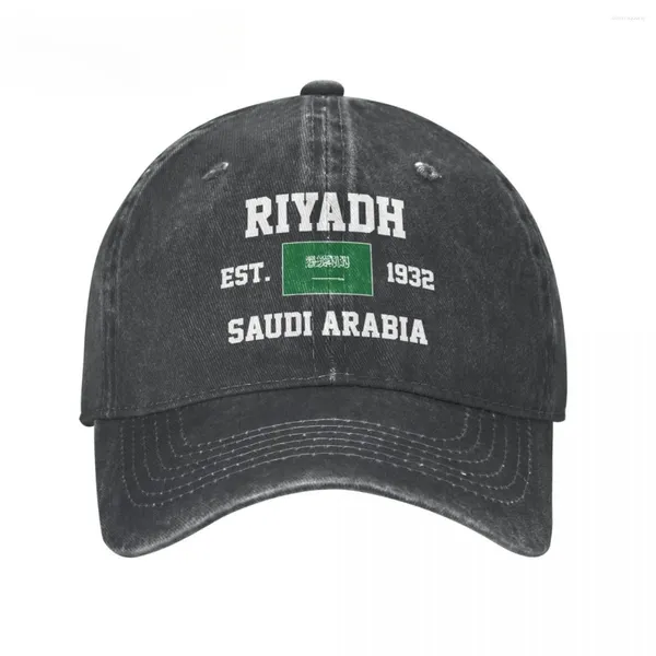 Bandiera bandiera della palla dell'Arabia Saudita EST.1932 Riyadh unisex a carbone per adulti lavato Denim Baseball Cap da basebell