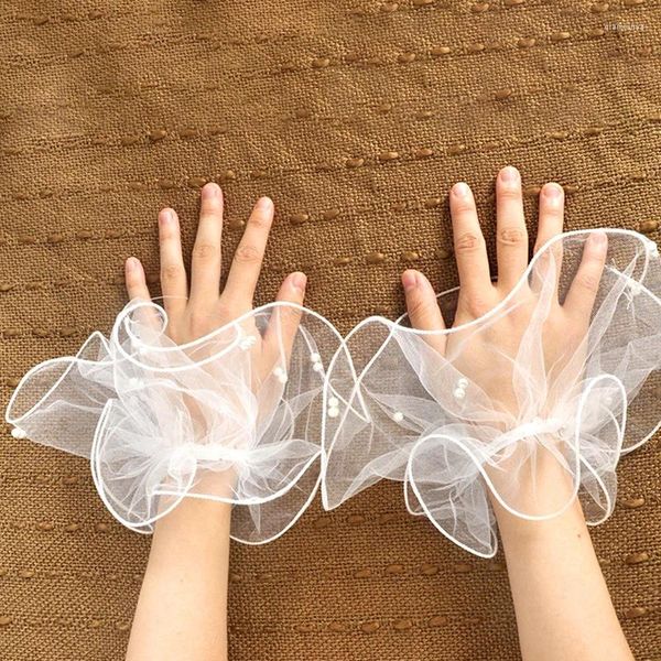 FESTIDA DE PARTE TULLE PURNOS PURNOS PARA ELAÇÃO MSH FALSA MANES DE MANEIRA DE RUFFLES PULHA BLANCA BLANCA Luvas decorativas de cor decorativa Casamento