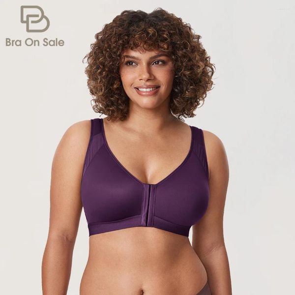 Bras Front Closure Back Support Posture Copertura completa per Women Wirefree Plus Size Undetta sfoderata 34-40 B C D DD