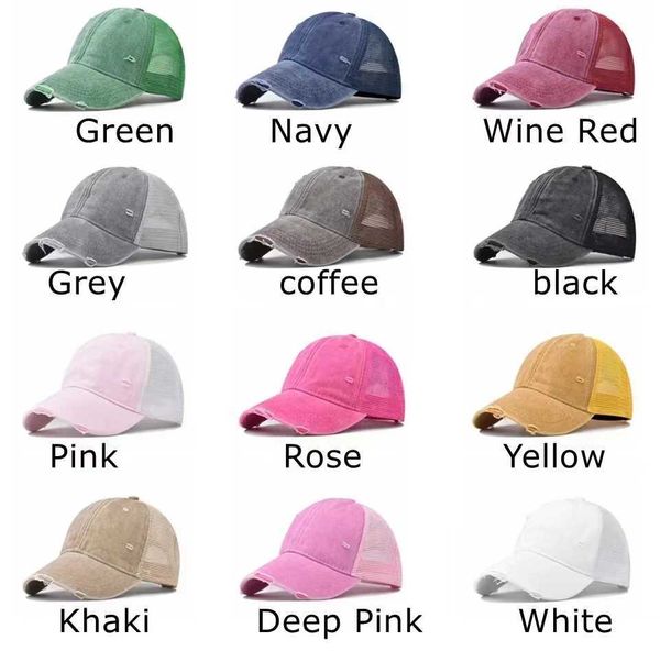 Шариковые шапки 12 цветов сплошного цвета разорванного бейсбольной шапки Unisex Outdoor Play Cap Casual Outdoor Sports Hat J240425