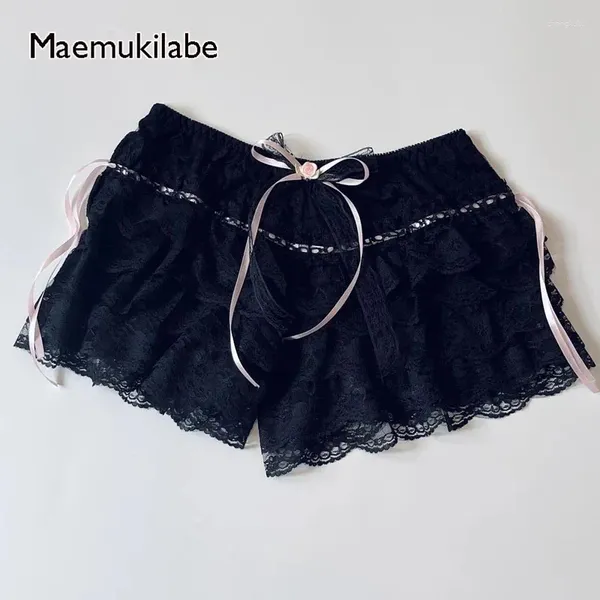 Женские шорты Maemukilabe Коттедж Y2K 00S Винтажные женщины Kawaii Crim Trim Многослойный нижний белье Fairycore Retro Lolita Sweet Pettipants