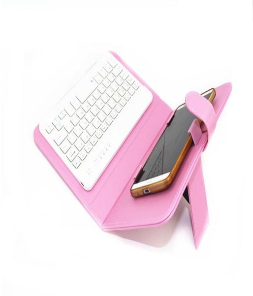 Teclados de telefone celular Universal Wireless Bluetooth Teclado PU CAELO DE CALARO DE COURO PARA IPHONE SAMSUNG Huawei LG 45quot 68305726