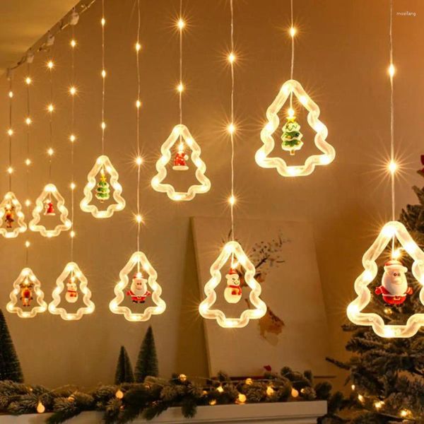 Weihnachtsdekorationen Großartige LED-Saite Lichter Energiesparung PVC Weihnachtsbaum Santa Claus Style Fairy Vorhanglampe 1 Set