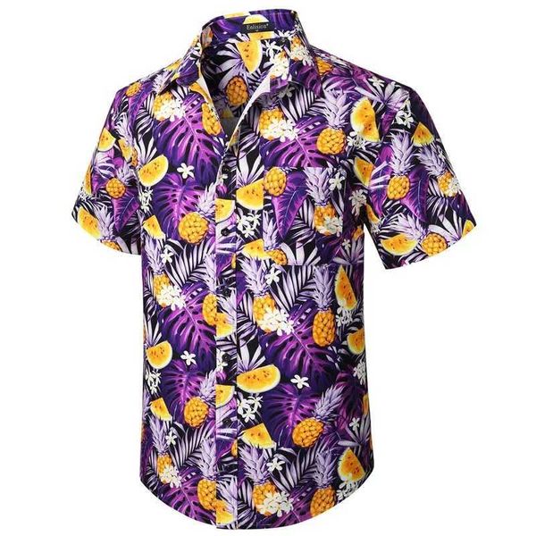 Jayh Erkekler Sıradan Gömlekler Erkek Hawaii Gömlek Tam Baskı Kısa Kollu Sıradan Çiçek Düğmesi Aşağı Tropik Gömlek Erkekler Yaz Tatil Plajı Aloha Tshirt 240424