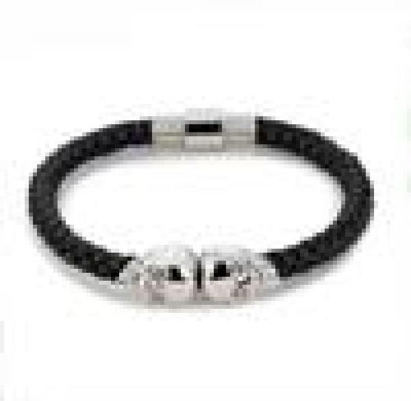 Bracelete punk masculina de moda Mullicolor Skull Charm Bracelet Chain de couro preto para homens Boys1227291