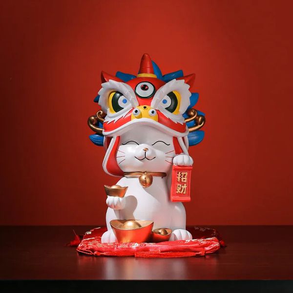 Proibido City Lion Dance Lucky Cat Resin Home Decor Store Presentes de abertura Gi Cultural e Creative GI 240424