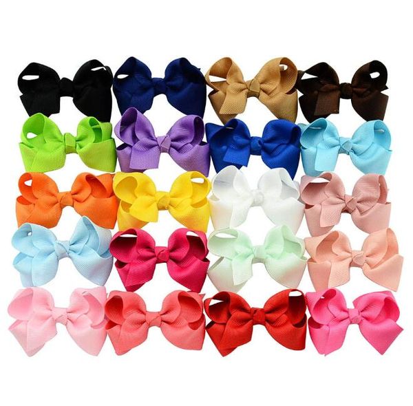 Mädchen Große Grosgrain Ribbon Feste Baby Haar Bögen Alligator Clips mit Clips Kinder handgefertigtes Haarnadel Kopfbedeckungsboutique Haarzubehör Großhandel Großhandel