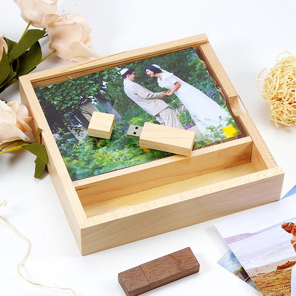 Drives Jaster Creative Photography Regali di matrimonio Memory Stick 128GB Album Wooden Box Wood Flash Drives 64 GB Laser Incisione Pen Drive 32G
