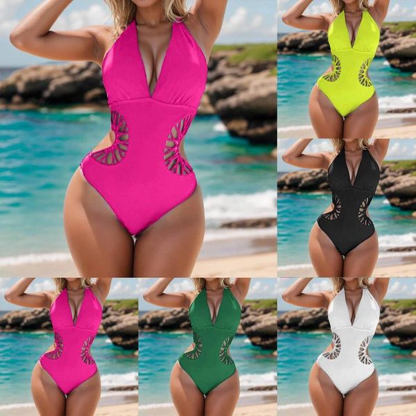 Frauen Badebekleidung Frauen Bikini Badeanzug Set mit dünnem Rand Hals sexy höhle Rasierer für Frau und Körperfette Männer lange Shorts