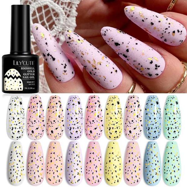 Smalto chiodo lilycute da 7 ml guscio oro glitter gel smalto chioda art vernis semi permanente immergersi dal fai -da -te con qualsiasi base di colore gellak y240425