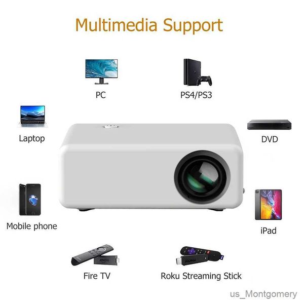 Проекторы мини -проектор LED поддержан 1080p 480*360 High Definition Home Theatre для iOS Android TV Stick USB HDMI Audio PK YG300