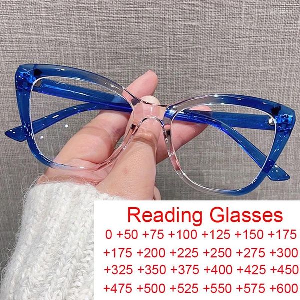 Occhiali da sole Fashion a doppio colore gatto occhio da donna lettura occhiali da uomo iperopia occhiali anti -blu ottica ottica Presbyopia