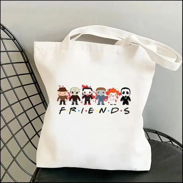 Totes Friends TV Show Женщины сумки для плеча Kawaii Shopper Shopper Shopping Canvas Bag Сумки для девушек девушки