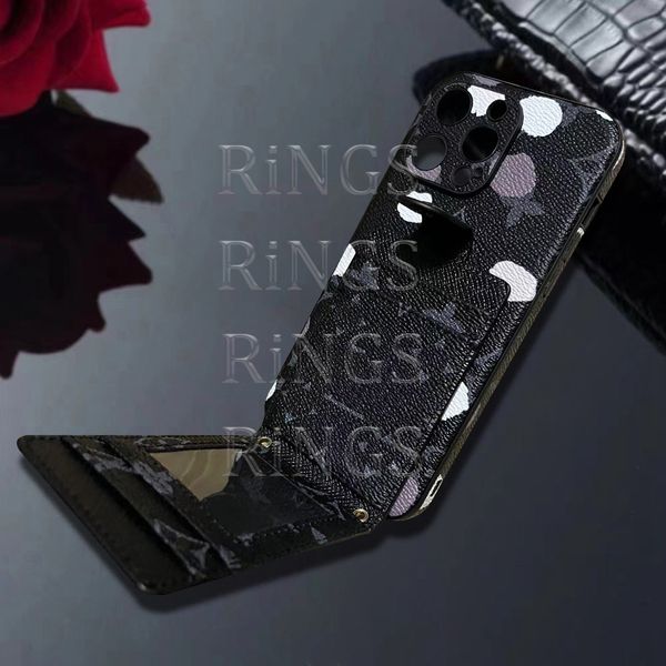 Красивый телефон iPhone 15 14 Pro Max Luxury Leake Leather Ring Dowder кошелек 18 17 16 15PROMAX 14PROMAX 15PRO 14PRO 13PRO 12PRO 11 с логотипом Женщина Man LF