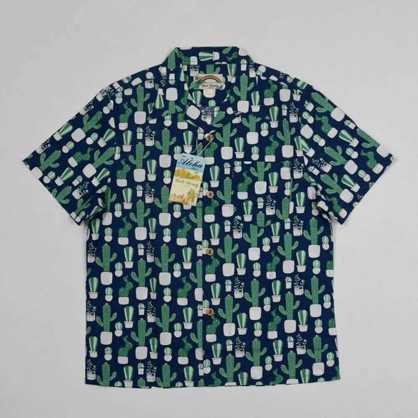 Camicie casual maschile Bob Dong Cactus Camp Camicie estate Aloha Hawaii Shirt magliette a maniche corte UNISEX 240424