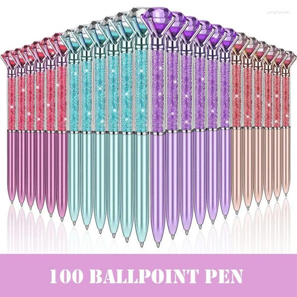 100 шт. Crystal Diamond Ballpoint Pen Black Ink Advertising Gif