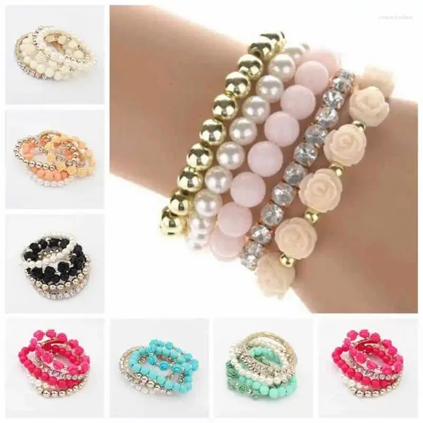 Pulseiras de link feminino pulseira multicamada rosa charme charme jóias de jóias de moda corda de gabinete de catenária acessórios