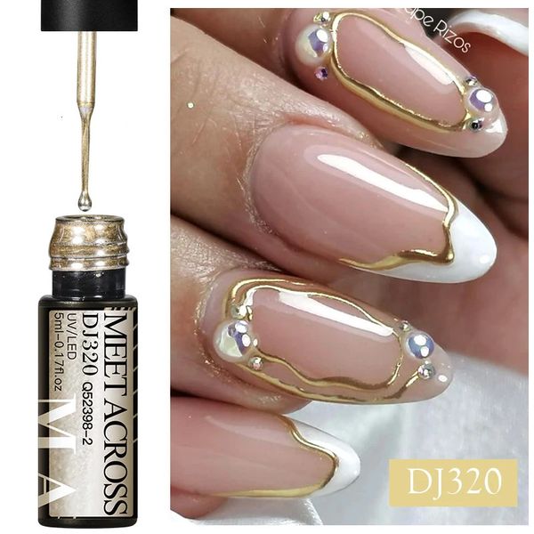 Incontra attraverso il rivestimento metallico in oro rosa da 5 ml gel nail art dipinte dipinti dipinti a strisce graffiti vernice fai -da -te 240425