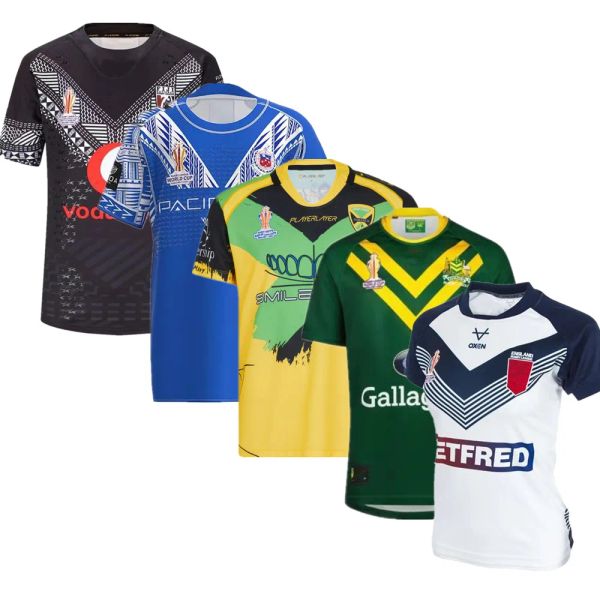 Rugby Novo 2023 Austrália Fiji Samoa Rugby Jersey Jamaica RLWC Tshirt 2022 Camisa de rugby Nome e número
