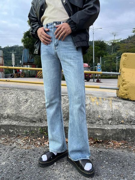 Jeans masculinos 2024 Marca de primavera escovada de alta qualidade Fashion coreano confortável Longo calça jeans casual Homem calça reta U68