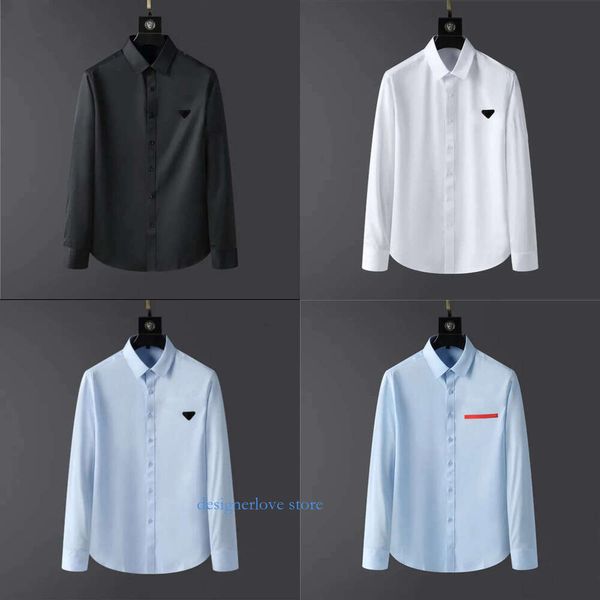 Tasarımcı Düğmesi Up Gömlek Erkek Günlük Tshirts En Kaliteli Tasarımcı İş Tees Klasik Uzun Kollu Gömlek Düz Renk Mektubu Bahar Sonbahar Bluz Plus Boyut