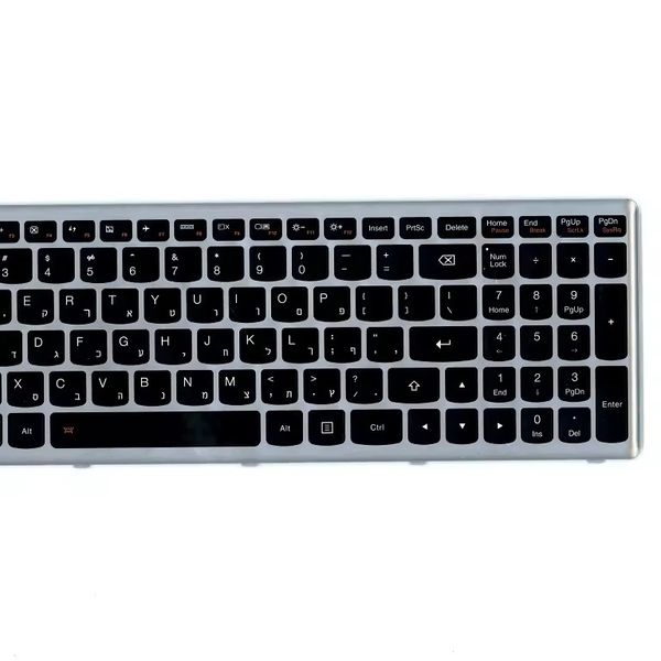 Teclado de laptop para Lenovo Z710 U510 Hebraico HB 25211343 25211374 25211312 com armação de prata iluminada