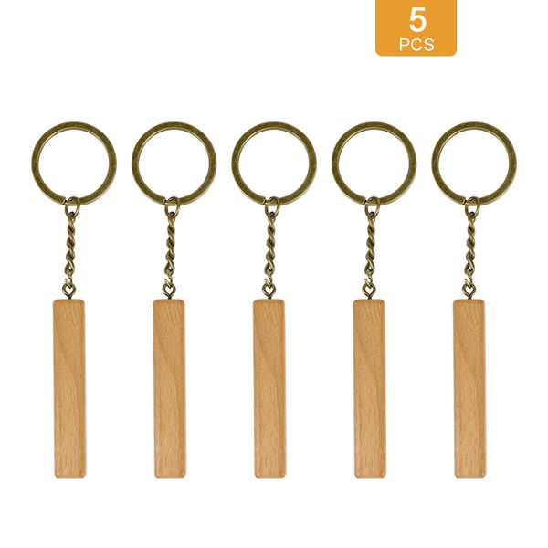 5 set di bastoncini di legno di ciliegio per portachiavi di auto crash claychains metallo anello di metallo in bianco etichetta